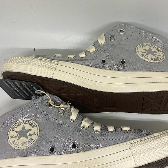 Converse CTAS Madison Mid Sneakers Women’s 6.5 Silver Metallic Suede - Picture 8 of 11